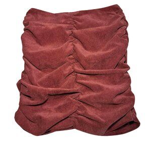 Zara Draped Gathered Front Ruched Corduroy Burgundy Mini Skirt XS
